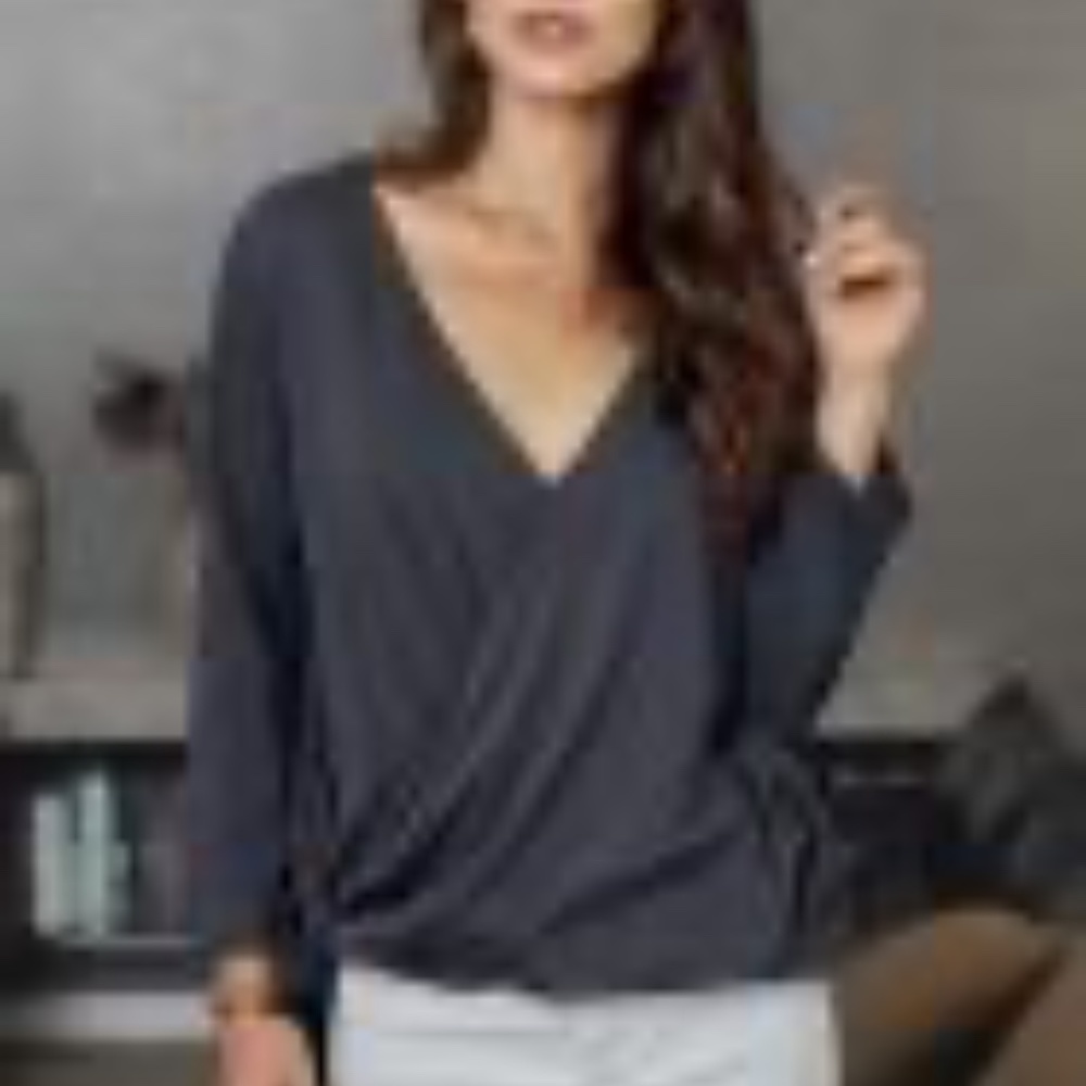 Gray Wrap Hi-lo Hem Blouse